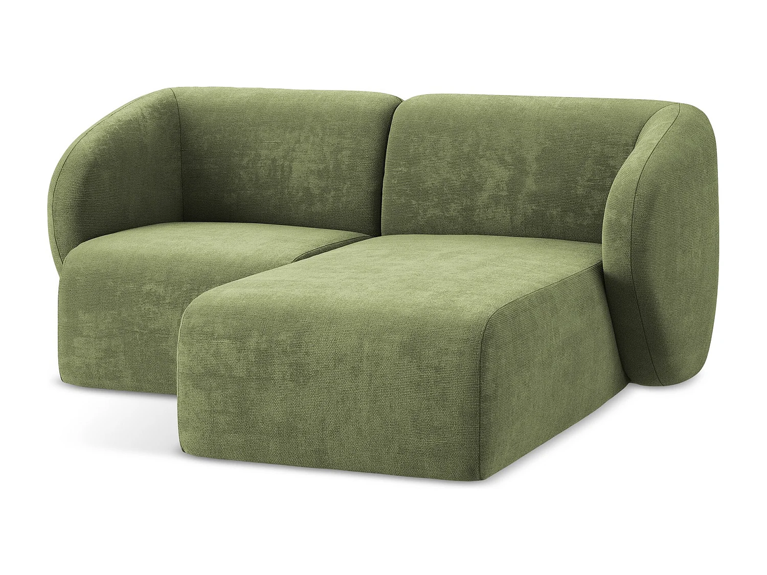 Canapé d'angle 2,5 places modulaire droit en tissu chenille - vert - LANI