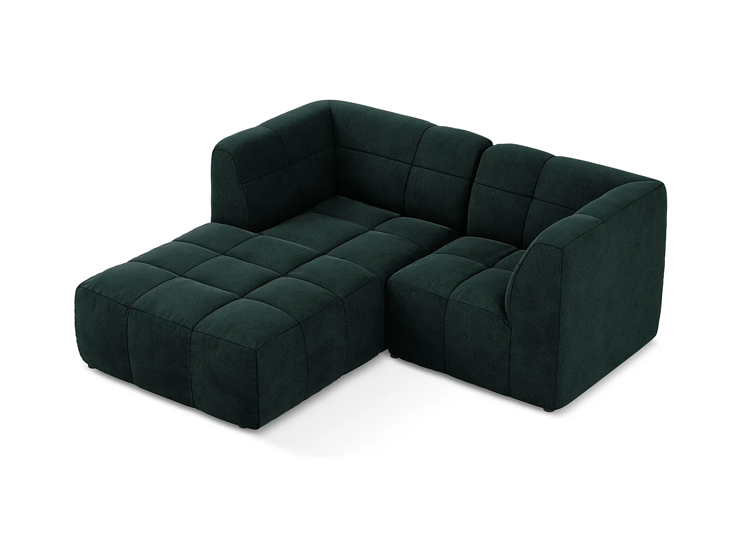 2,5-Sitzer Modulares Ecksofa - Ecke Links - Samt - Grau Grün - ALOHA