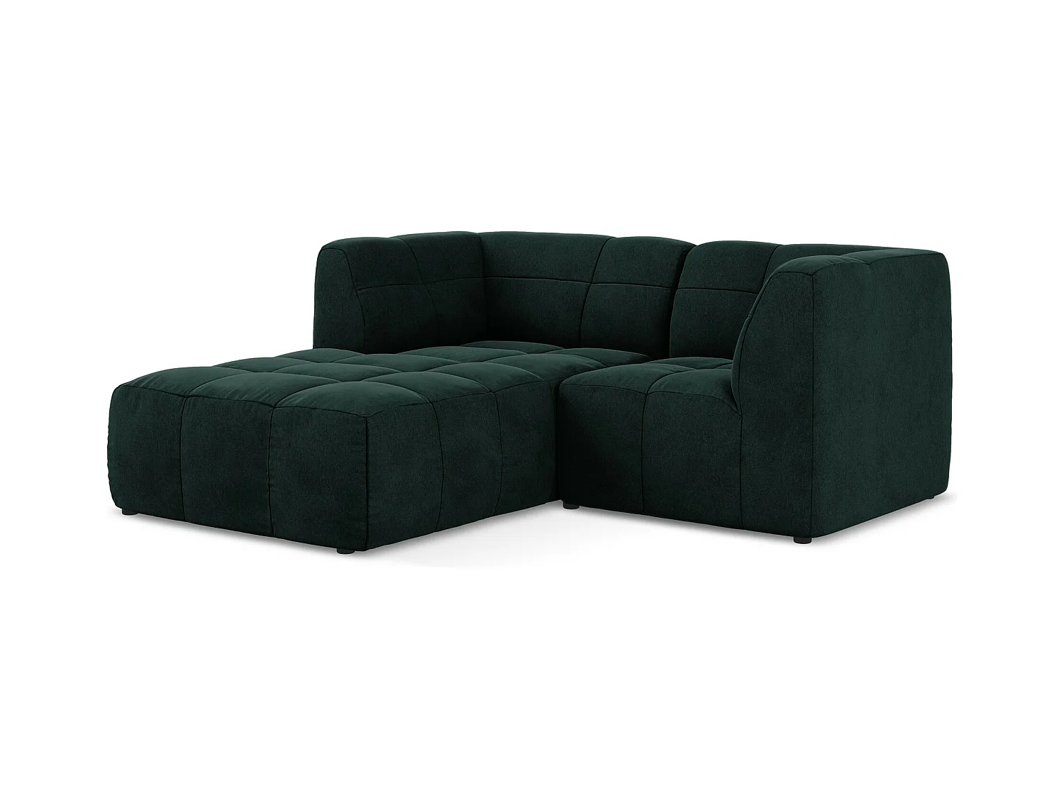 Canapé d'angle 2,5 places modulaire gauche en velours - gris vert - ALOHA