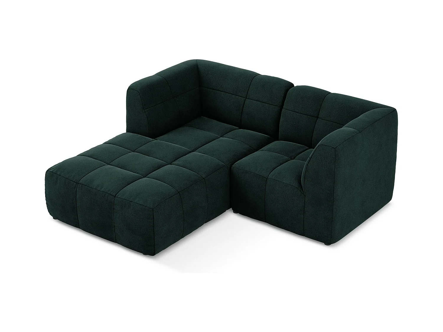 Canapé d'angle 2,5 places modulaire gauche en velours - gris vert - ALOHA