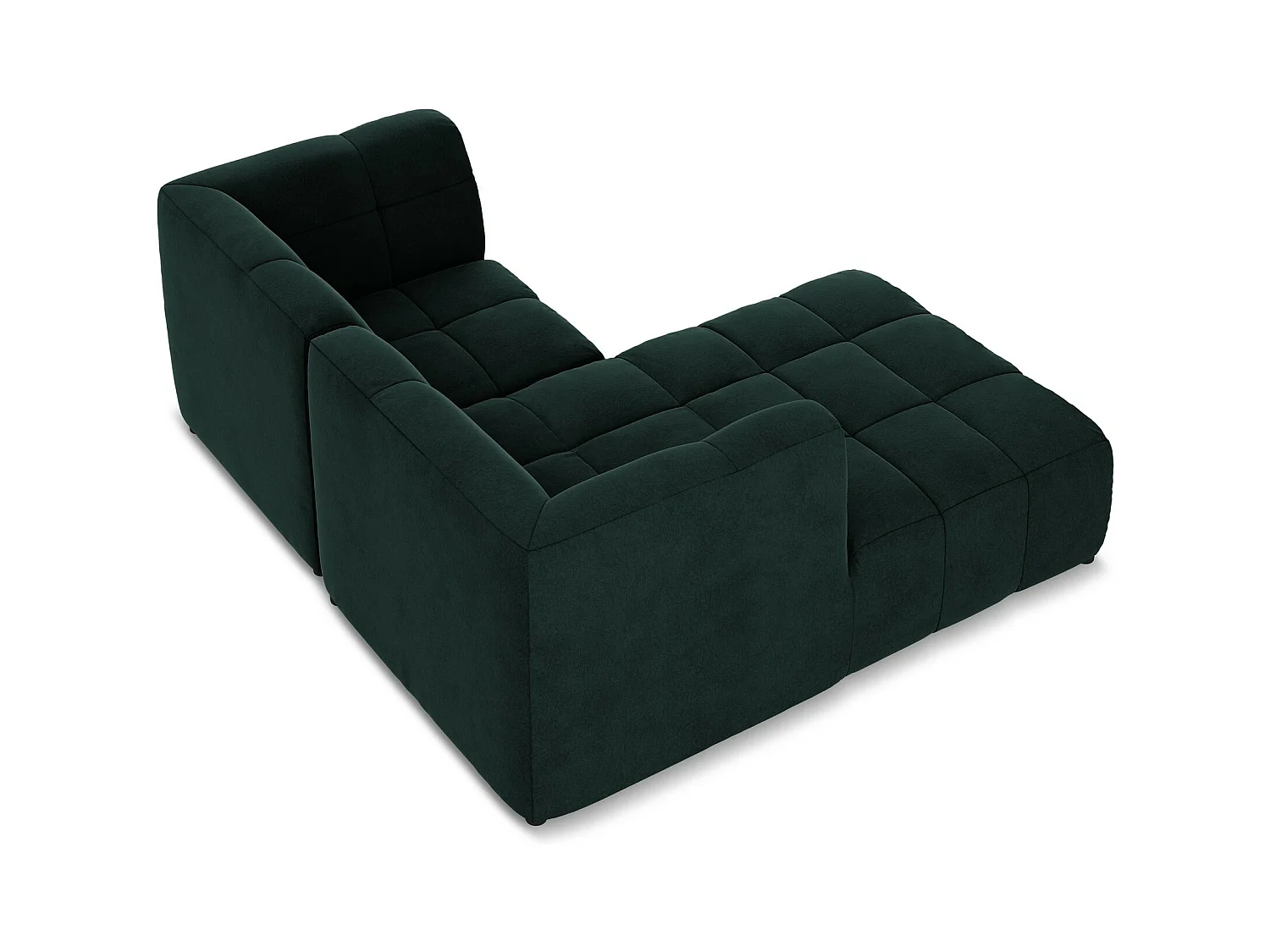 Canapé d'angle 2,5 places modulaire gauche en velours - gris vert - ALOHA