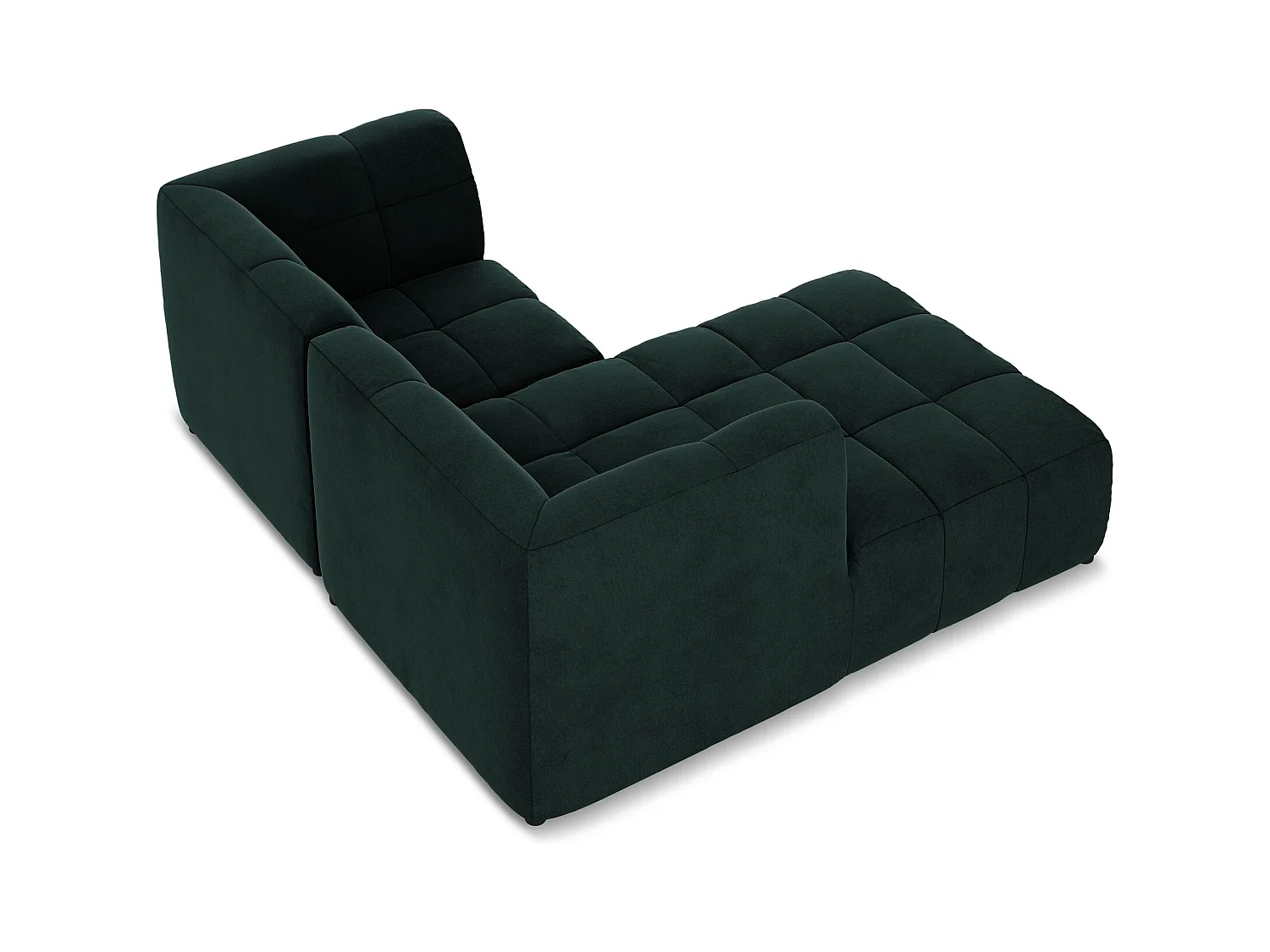 Canapé d'angle 2,5 places modulaire gauche en velours - gris vert - ALOHA