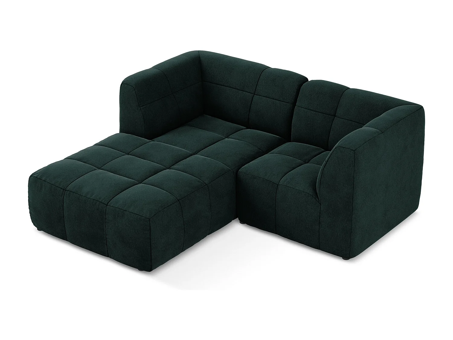 Canapé d'angle 2,5 places modulaire gauche en velours - gris vert - ALOHA