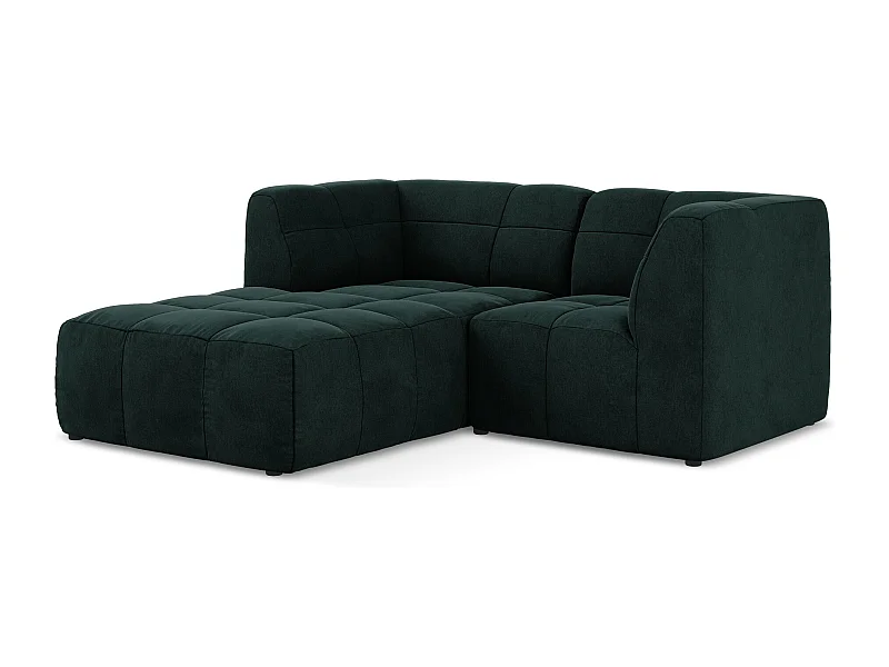 2,5-Sitzer Modulares Ecksofa - Ecke Links - Samt - Grau Grün - ALOHA