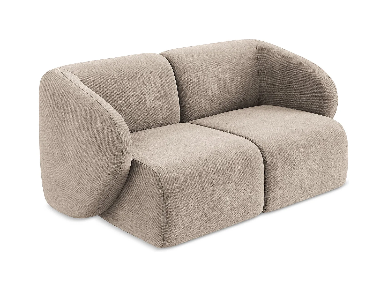 Canapé modulable 2 places en tissu chenille - beige foncé - LANI