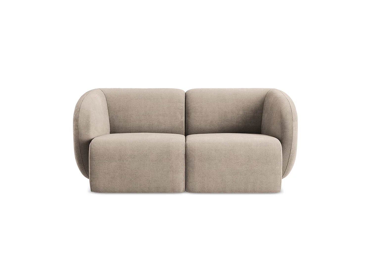 Tweezits modulaire bank van donkerbeige chenille stof - CERVO