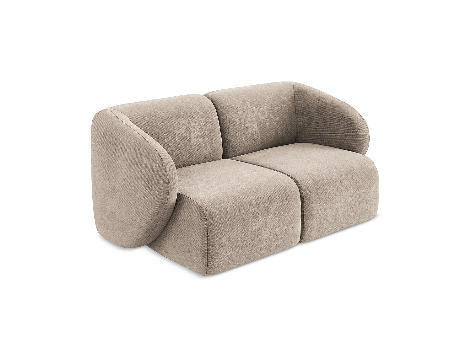 Tweezits modulaire bank van donkerbeige chenille stof - CERVO