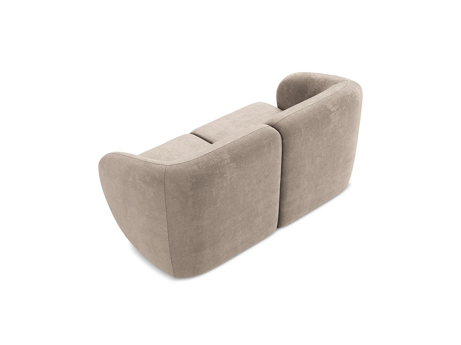Tweezits modulaire bank van donkerbeige chenille stof - CERVO