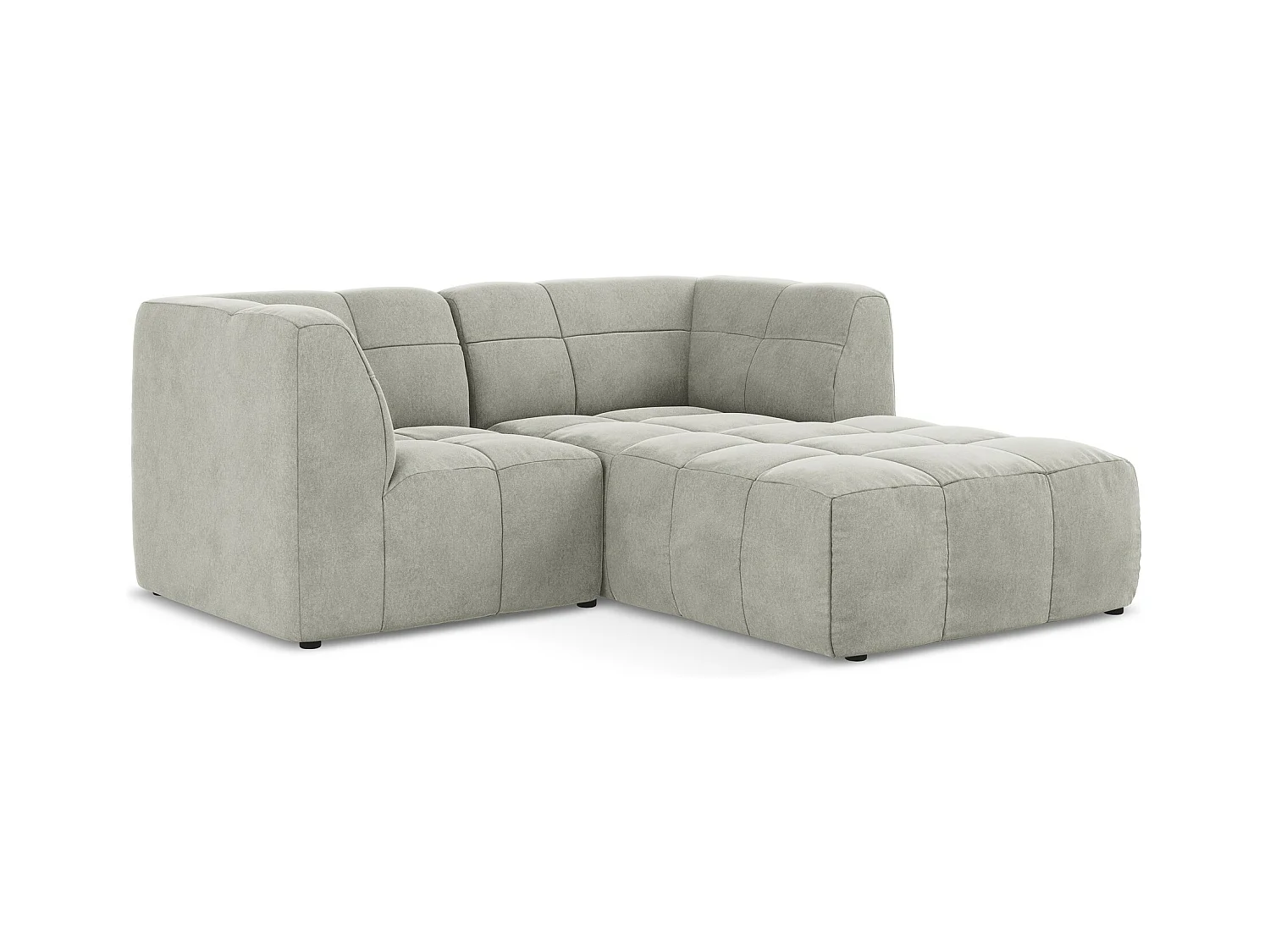 2,5-Sitzer Modulares Ecksofa - Ecke Rechts - Samt - Hellgrau - ALOHA