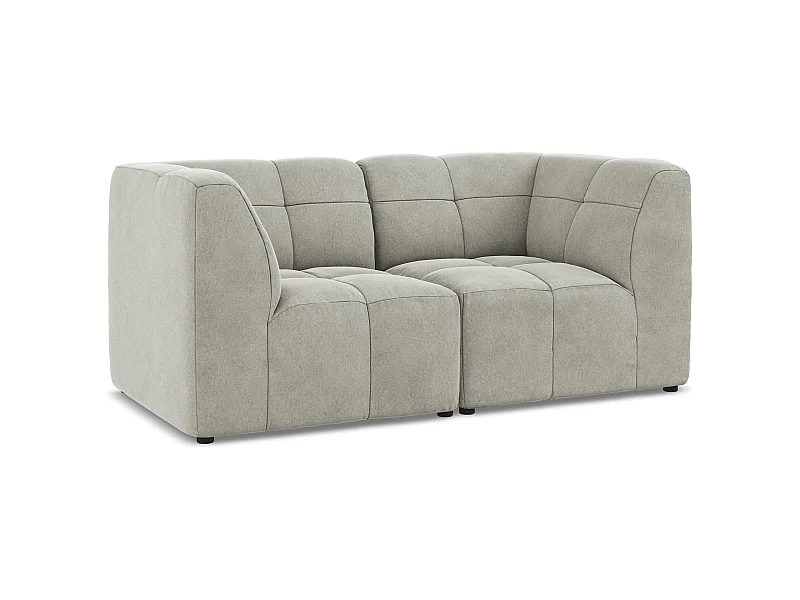 2-Sitzer Sofa - - Samt - Hellgrau - ALOHA