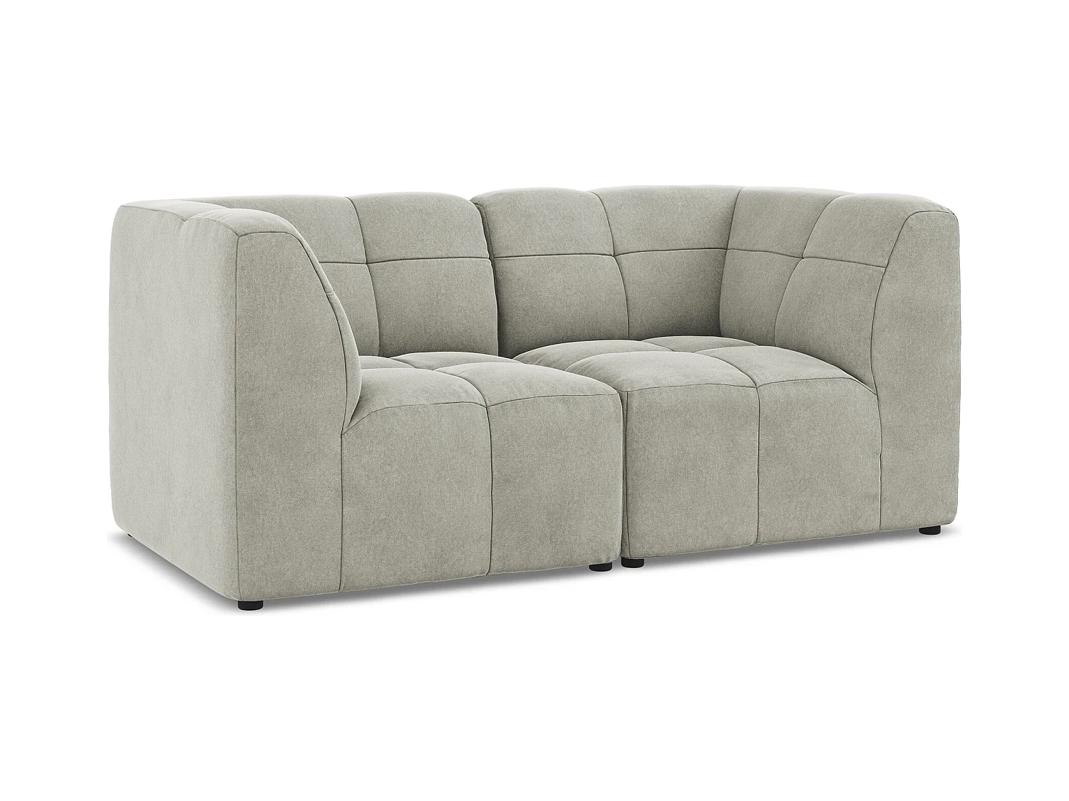 Tweezits modulaire bank van lichtgrijs velours - ALOHA