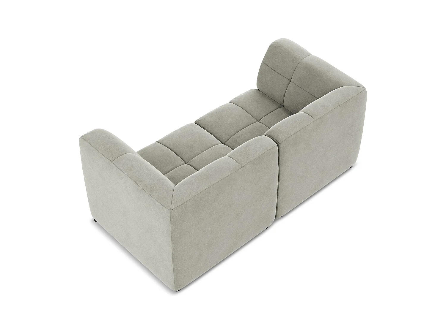 Tweezits modulaire bank van lichtgrijs velours - ALOHA