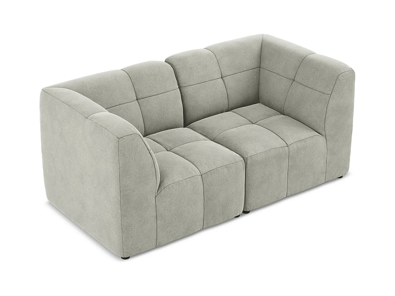 Canapé modulable 2 places en velours - gris clair - ALOHA