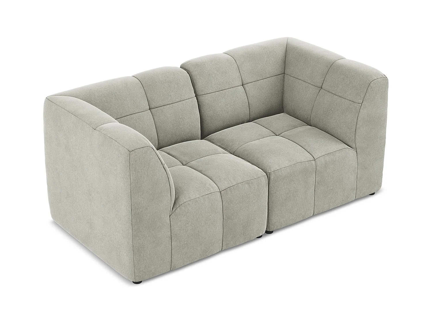 Canapé modulable 2 places en velours - gris clair - ALOHA