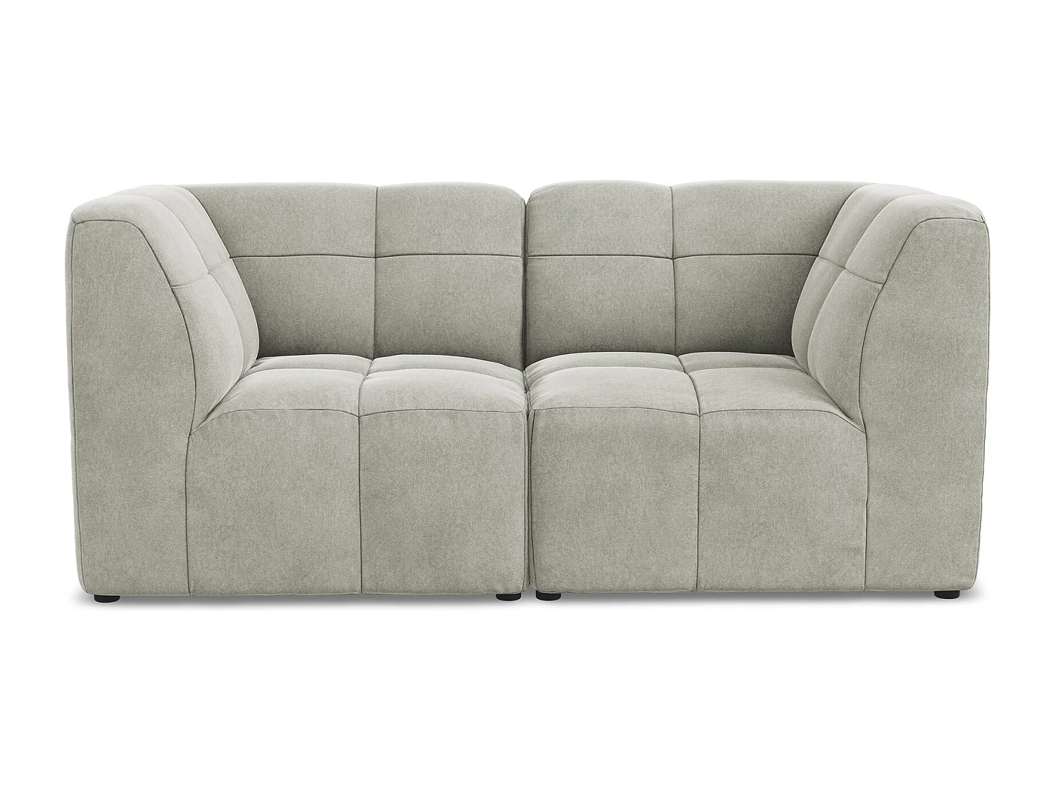 Canapé modulable 2 places en velours - gris clair - ALOHA