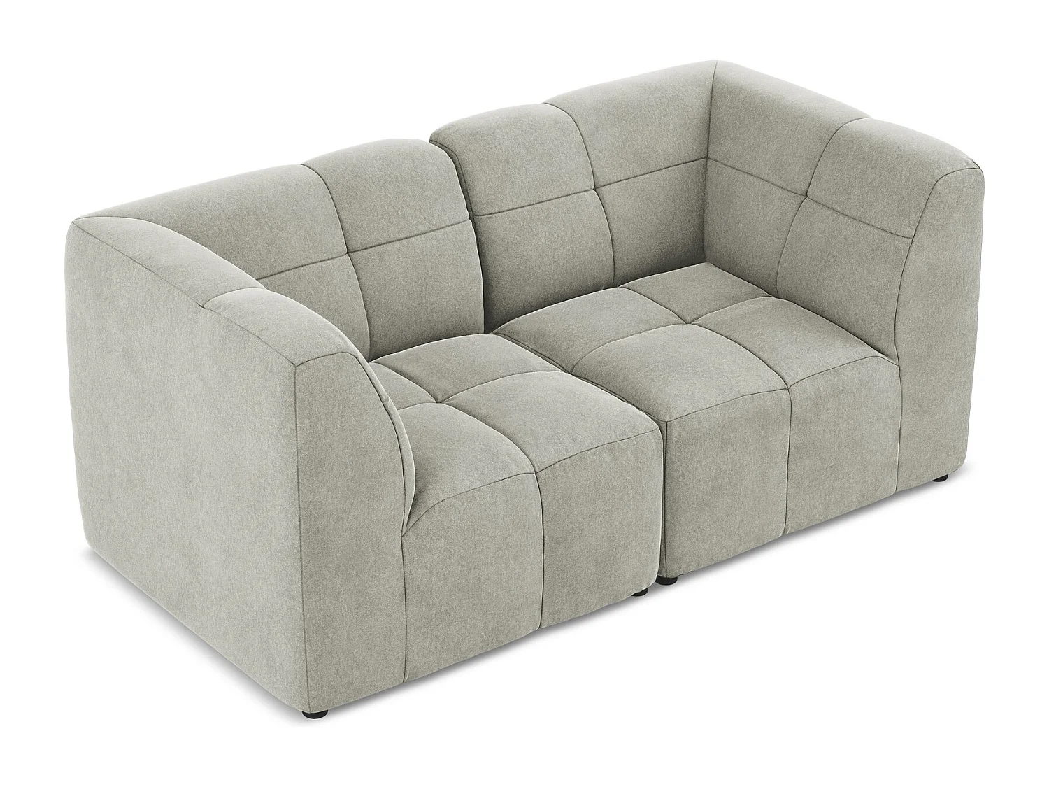 Canapé modulable 2 places en velours - gris clair - ALOHA