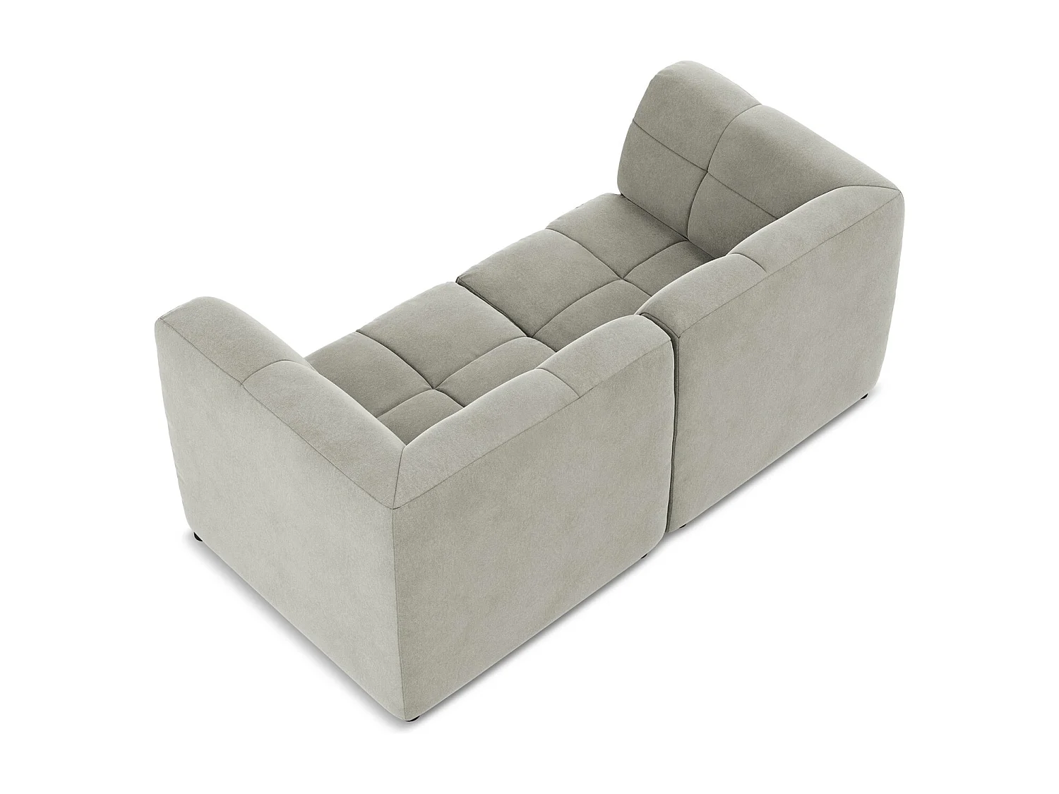 Canapé modulable 2 places en velours - gris clair - ALOHA