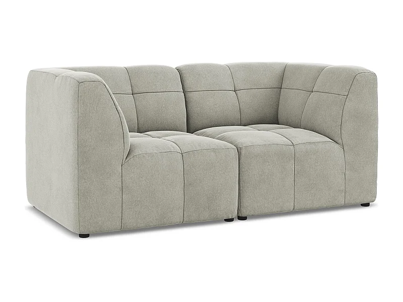 Canapé modulable 2 places en velours - gris clair - ALOHA