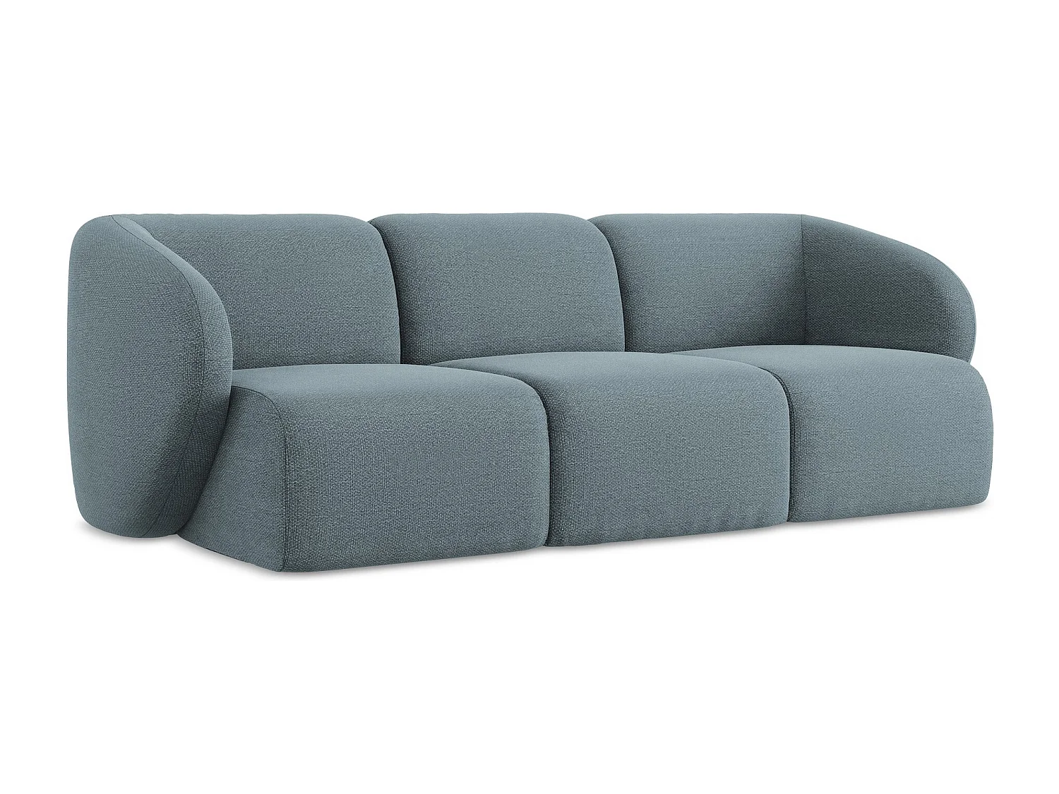 Canapé modulable 3 places en tissu bouclette - jeans - LANI