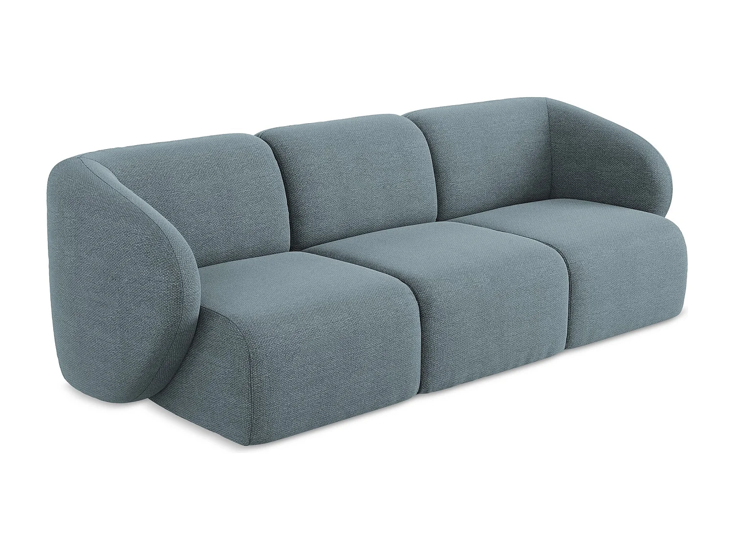 Canapé modulable 3 places en tissu bouclette - jeans - LANI