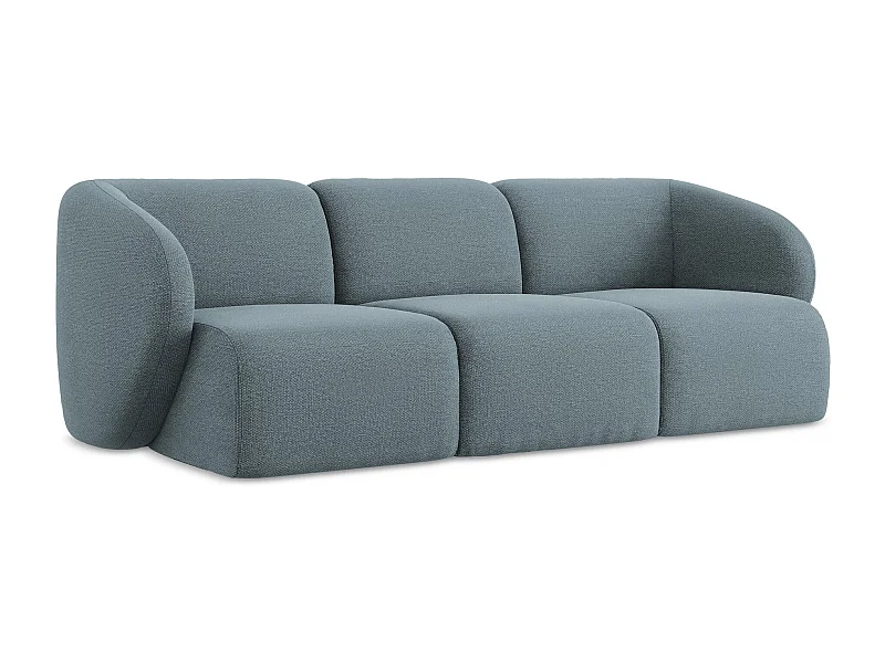 Canapé modulable 3 places en tissu bouclette - jeans - LANI