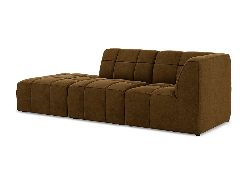 3-Sitzer Modulares Ecksofa - Ecke Links - Samt - Senf - ALOHA