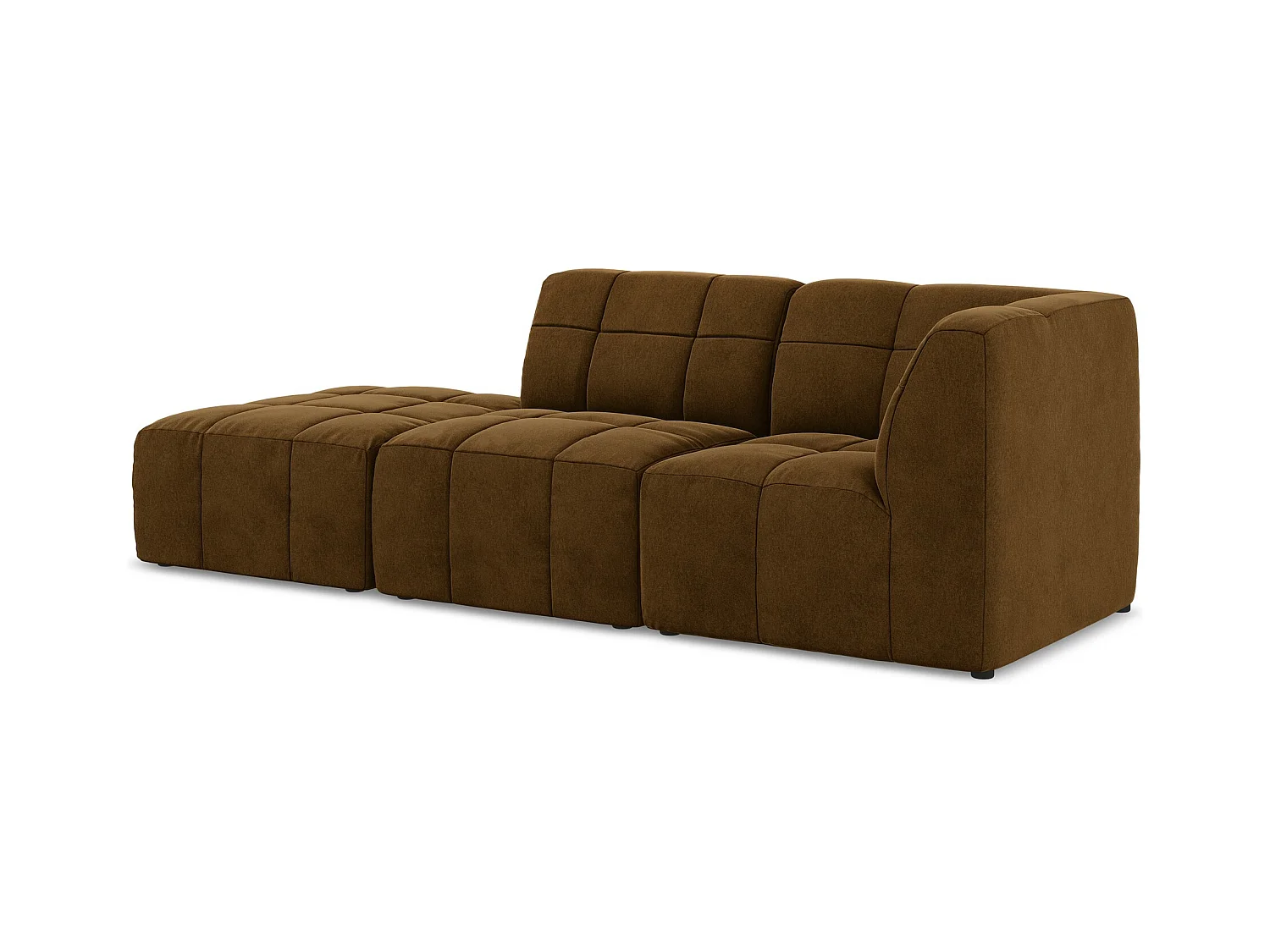 3-Sitzer Modulares Ecksofa - Ecke Links - Samt - Senf - ALOHA