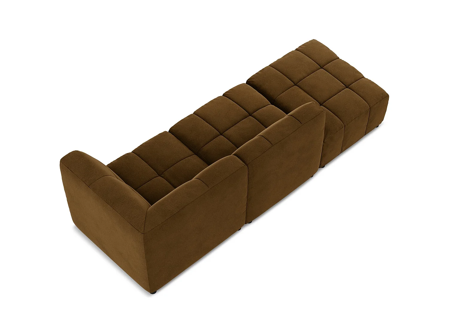 3-Sitzer Modulares Ecksofa - Ecke Links - Samt - Senf - ALOHA