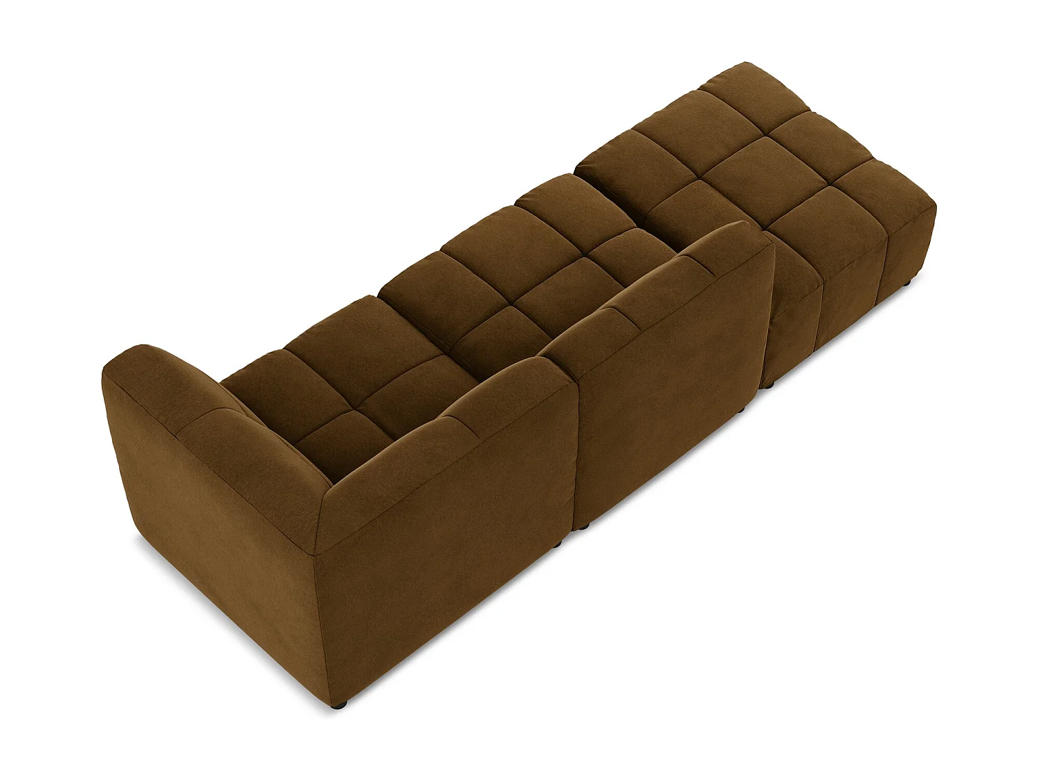 Canapé d'angle 3 places modulaire gauche en velours - moutarde - ALOHA