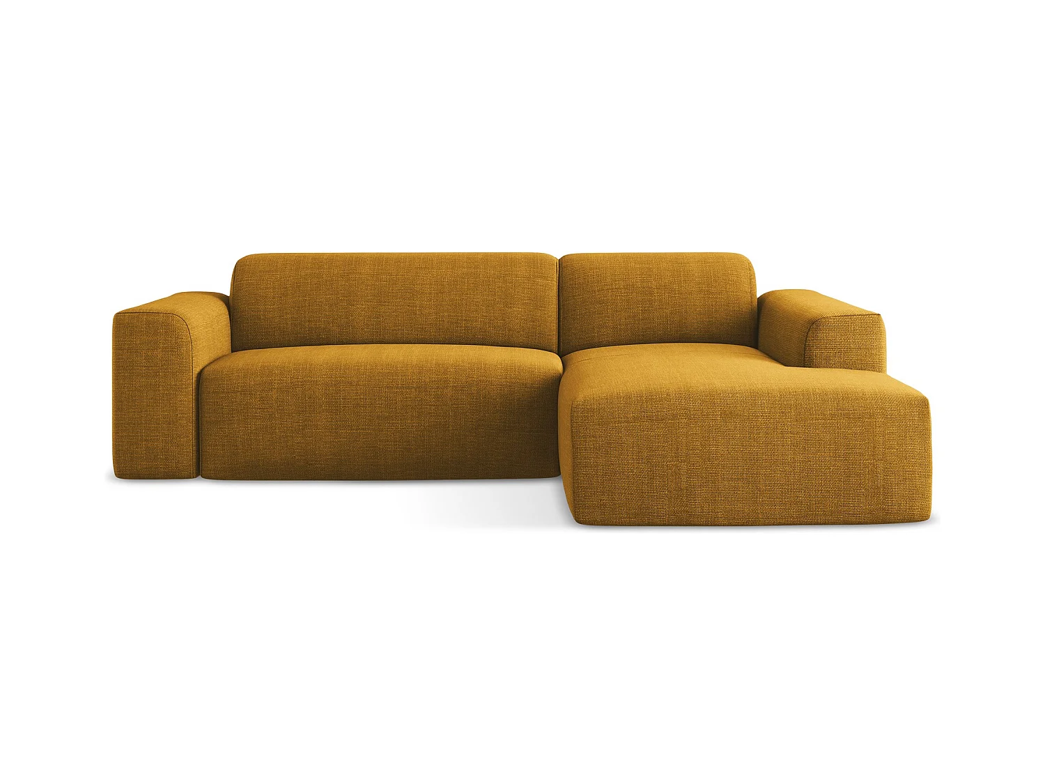 Modulaire hoekbank rechts van mosterdgeel textuurstof - KELI