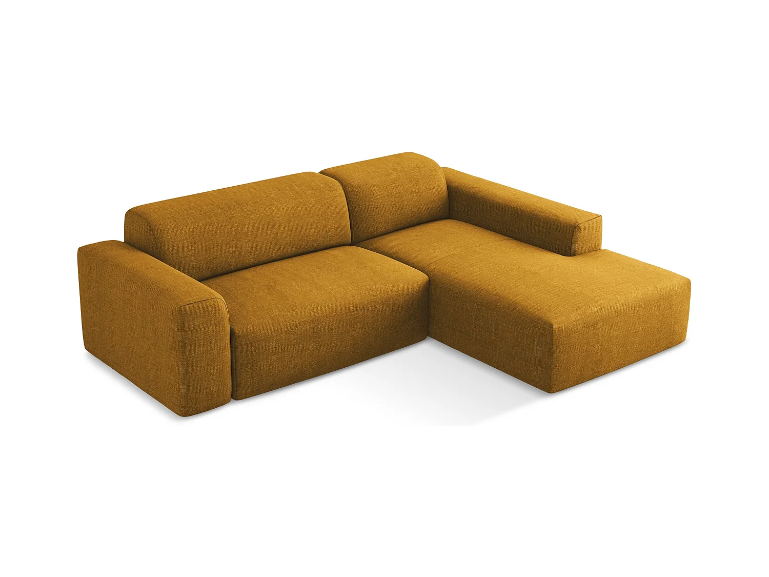 Modulaire hoekbank rechts van mosterdgeel textuurstof - KELI