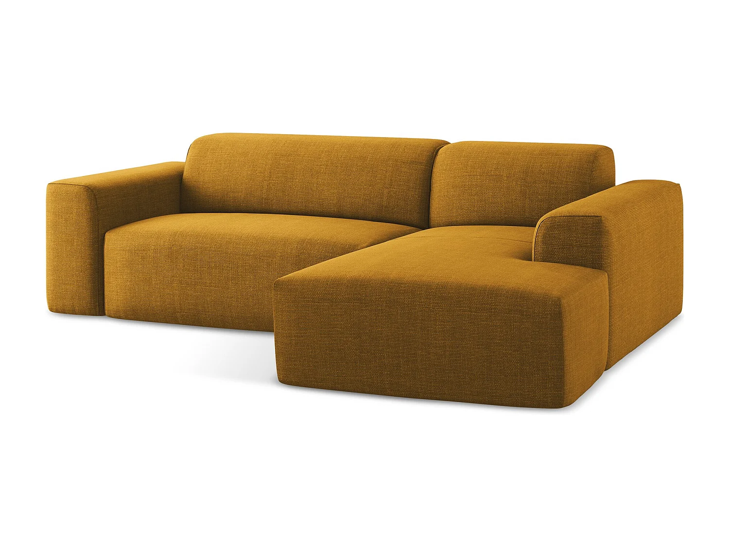 Narożnik prawostronny - z tkaniny strukturalnej - musztardowy - KELI