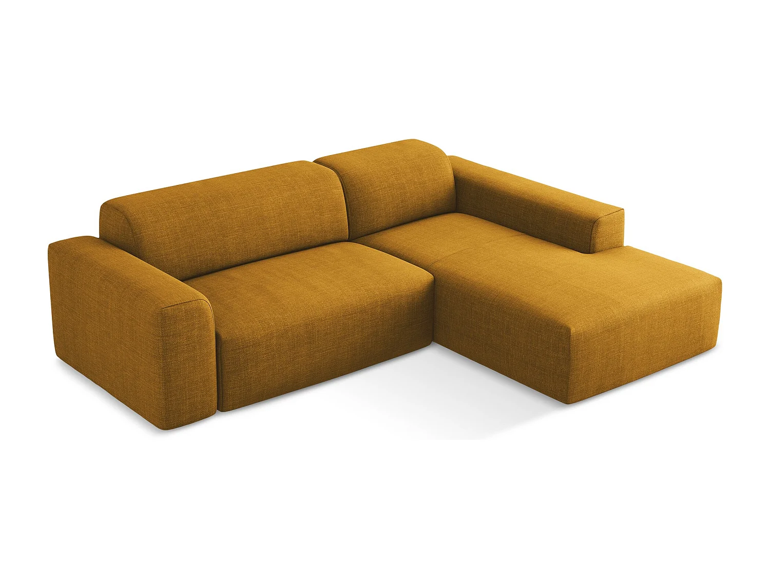 Narożnik prawostronny - z tkaniny strukturalnej - musztardowy - KELI