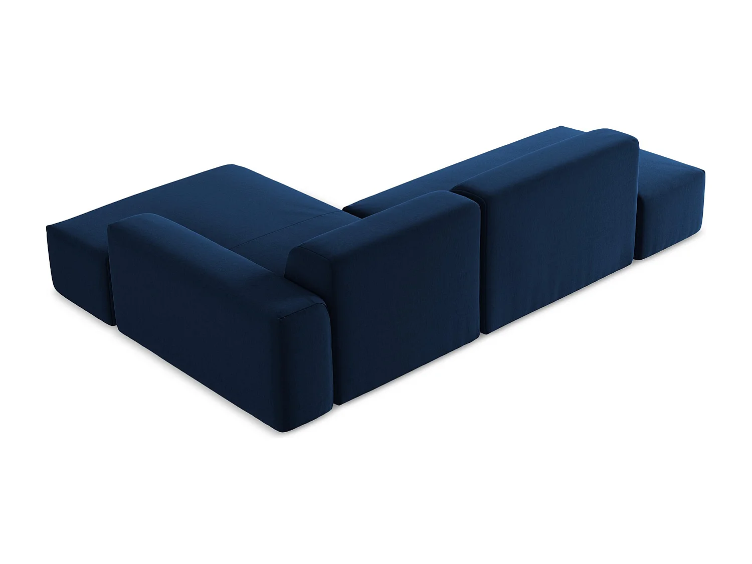 Canapé d'angle 3 places modulaire gauche en velours - bleu royal - KELI