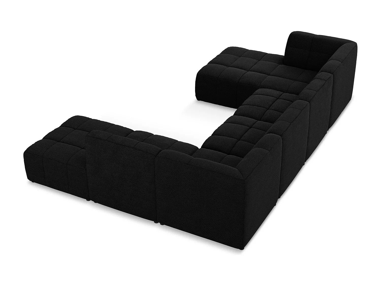 Canapé panoramique 5 places en tissu bouclette - noir - ALOHA