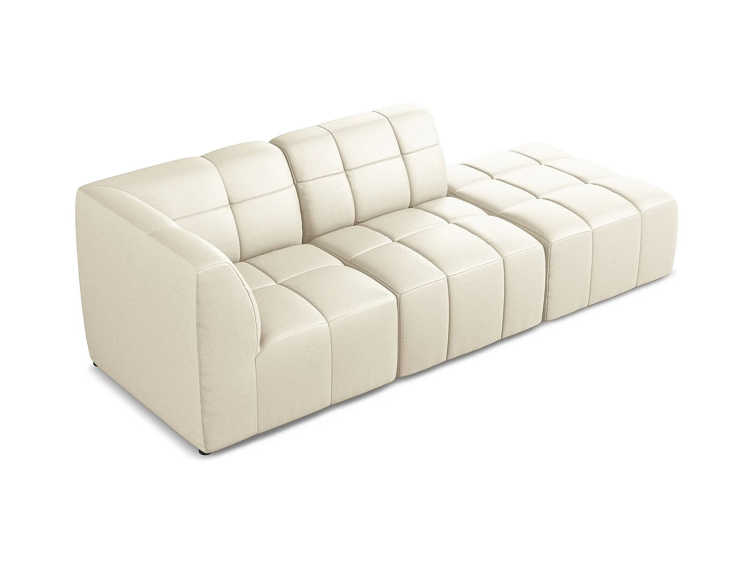 Modulaire hoekbank rechts van lichtbeige kunstleer - ALOHA