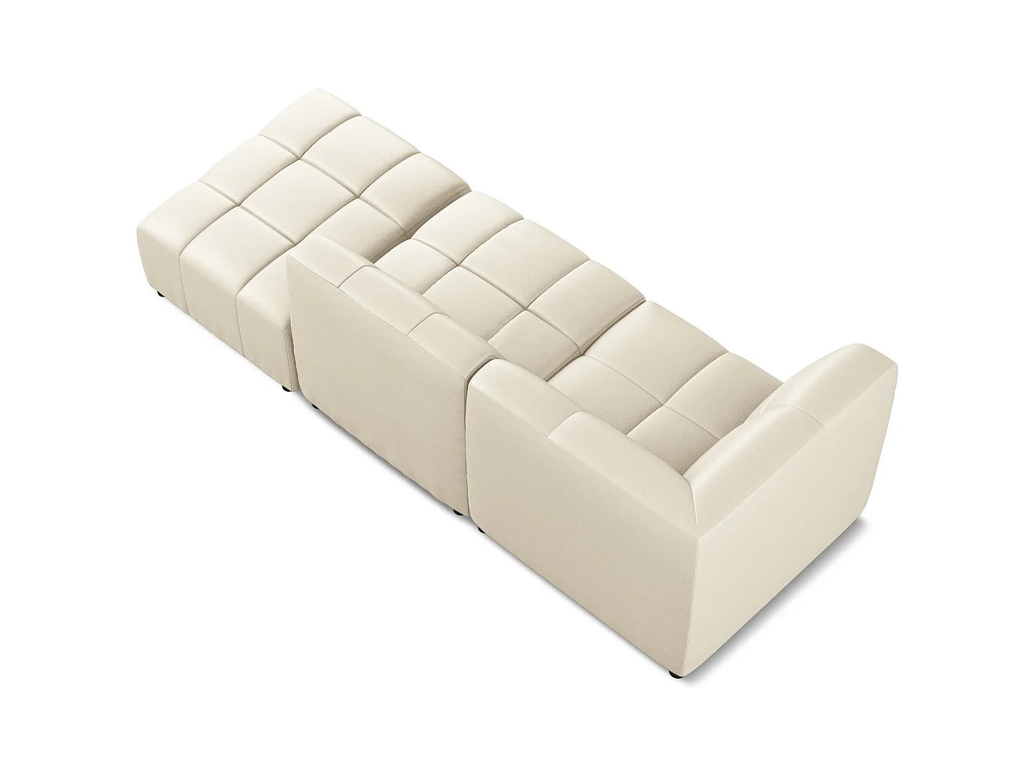 Modulaire hoekbank rechts van lichtbeige kunstleer - ALOHA