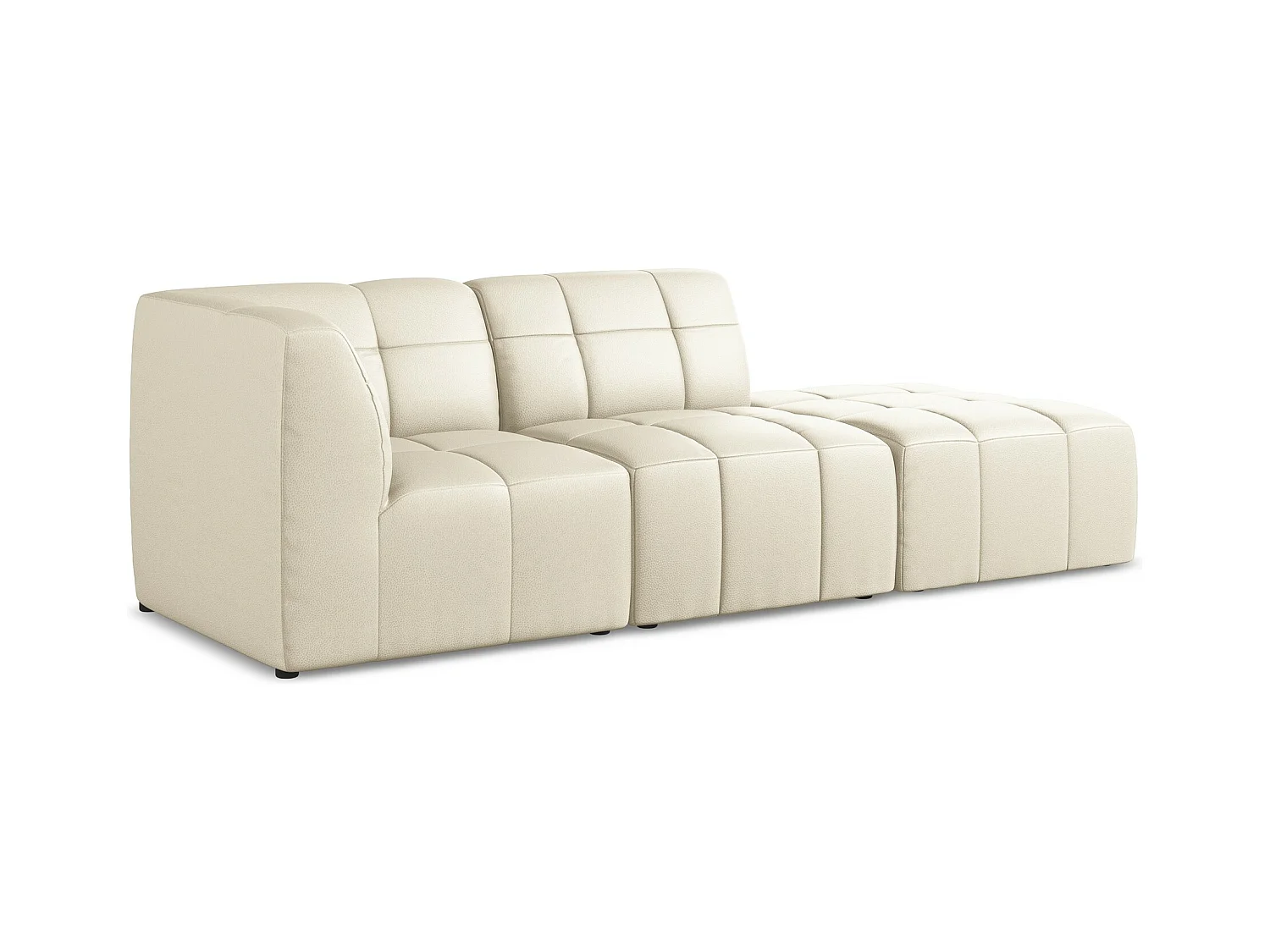 3-Sitzer Modulares Ecksofa - Ecke Rechts - Kunstleder - Hell beige - ALOHA