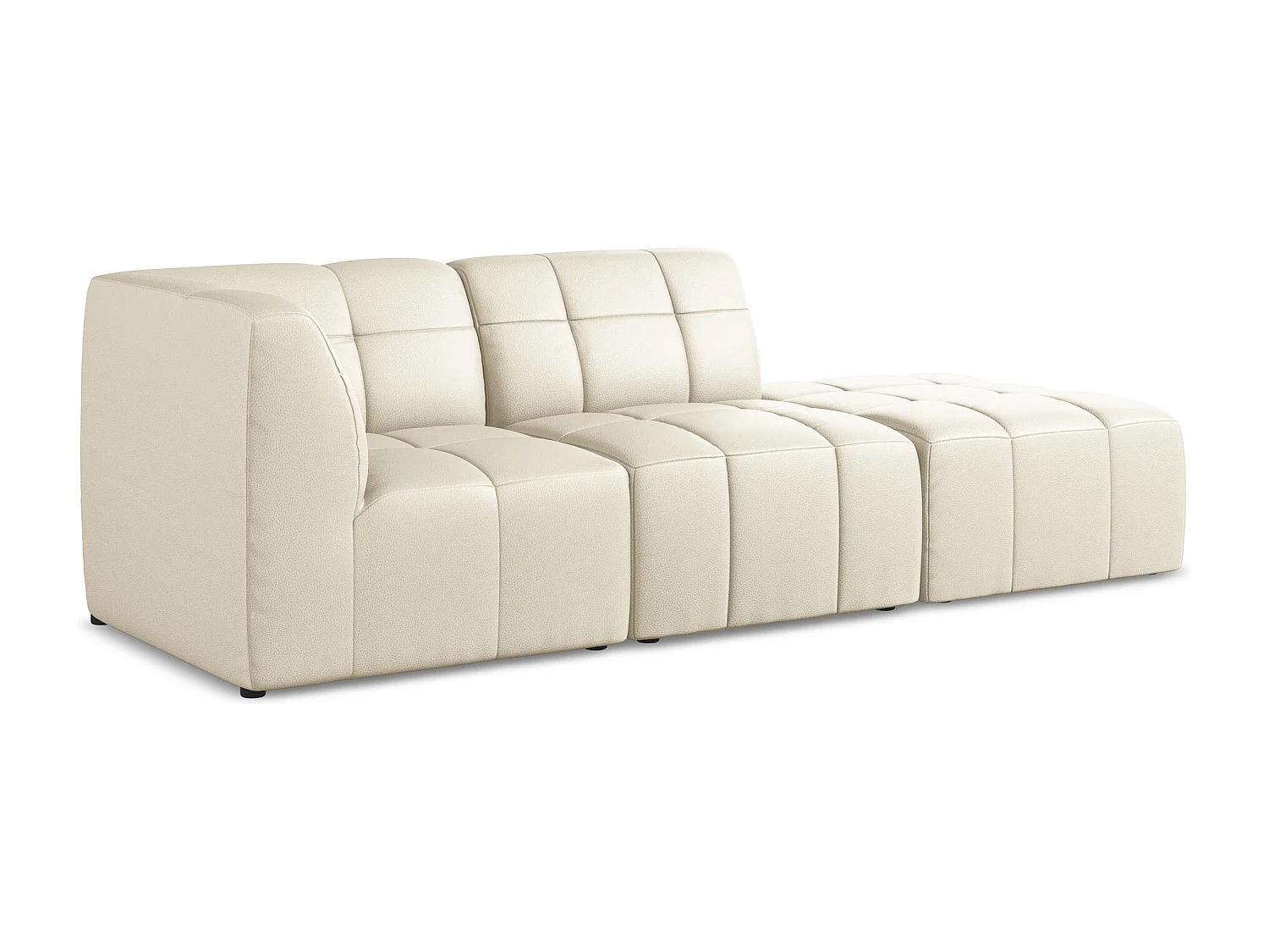 Modulaire hoekbank rechts van lichtbeige kunstleer - ALOHA