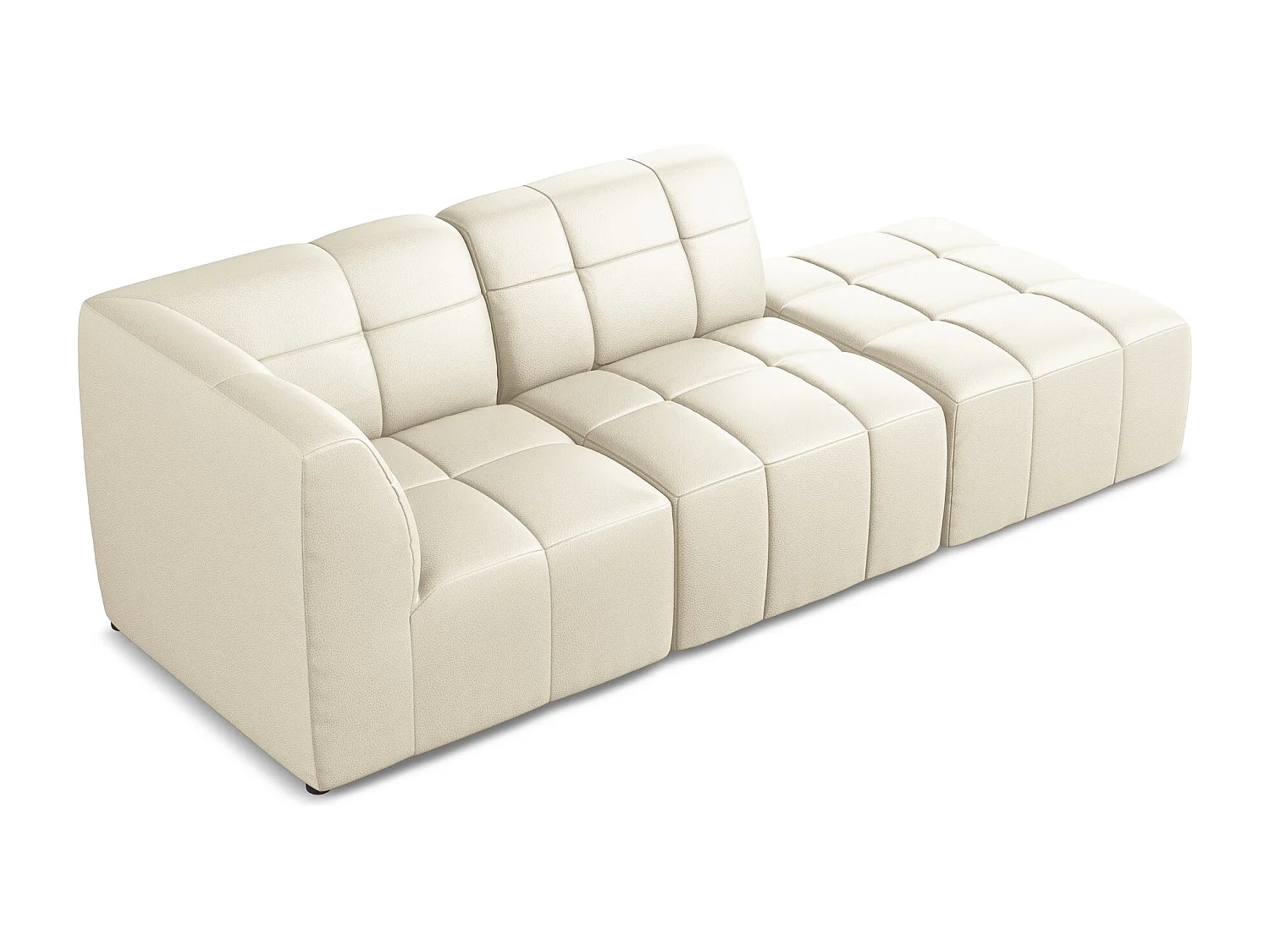 Modulaire hoekbank rechts van lichtbeige kunstleer - ALOHA