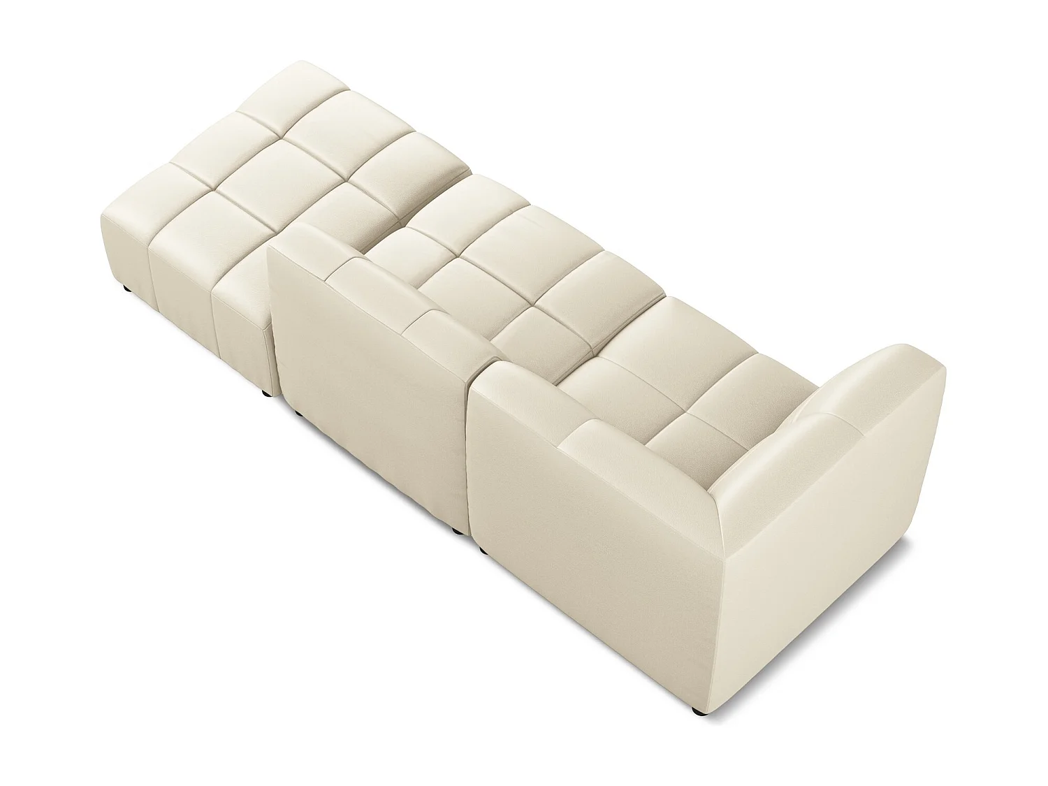 Modulaire hoekbank rechts van lichtbeige kunstleer - ALOHA