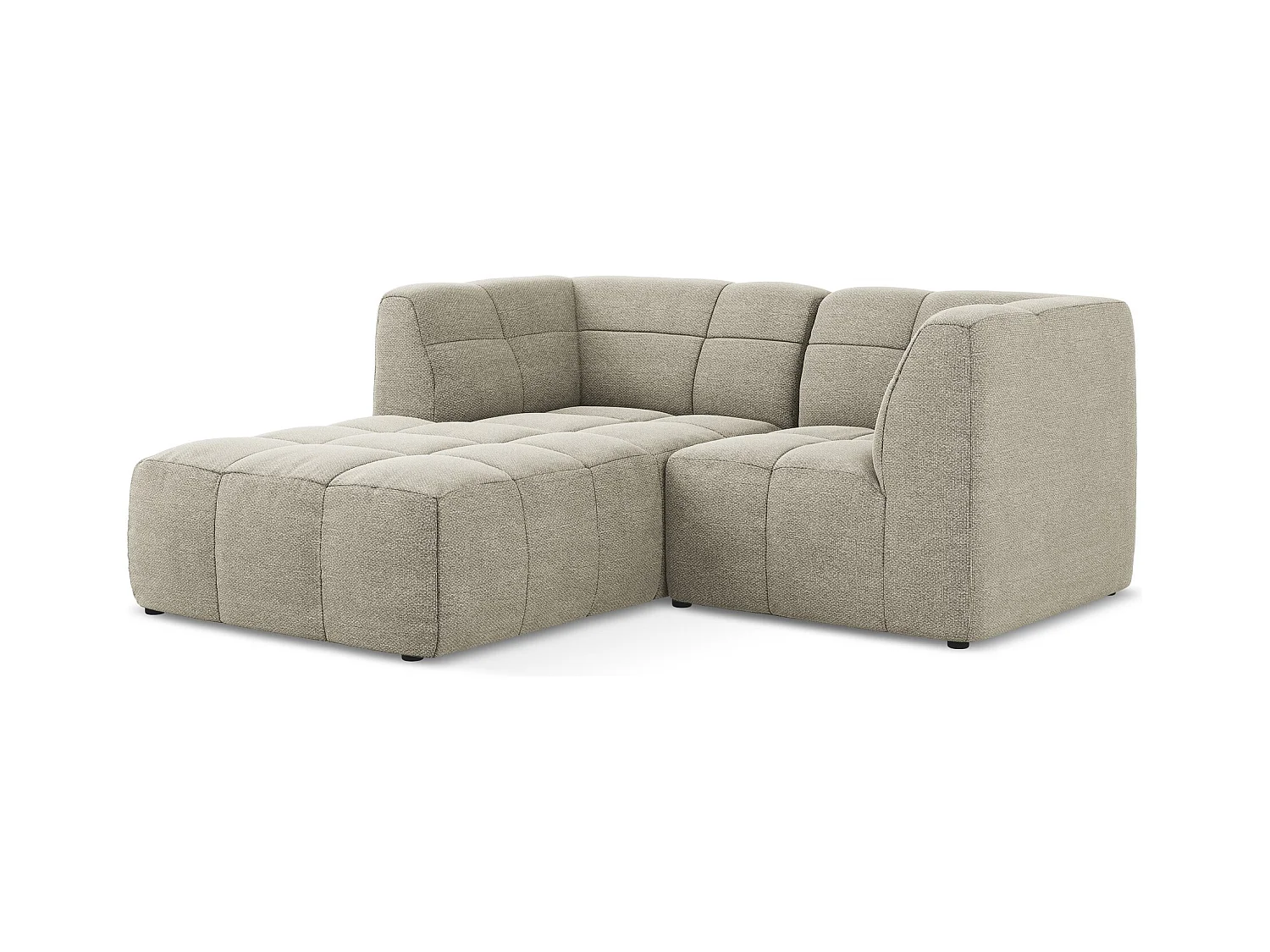 Sofá modular 2,5 plazas izquierdo de tela bouclé gris pardo - ALOHA