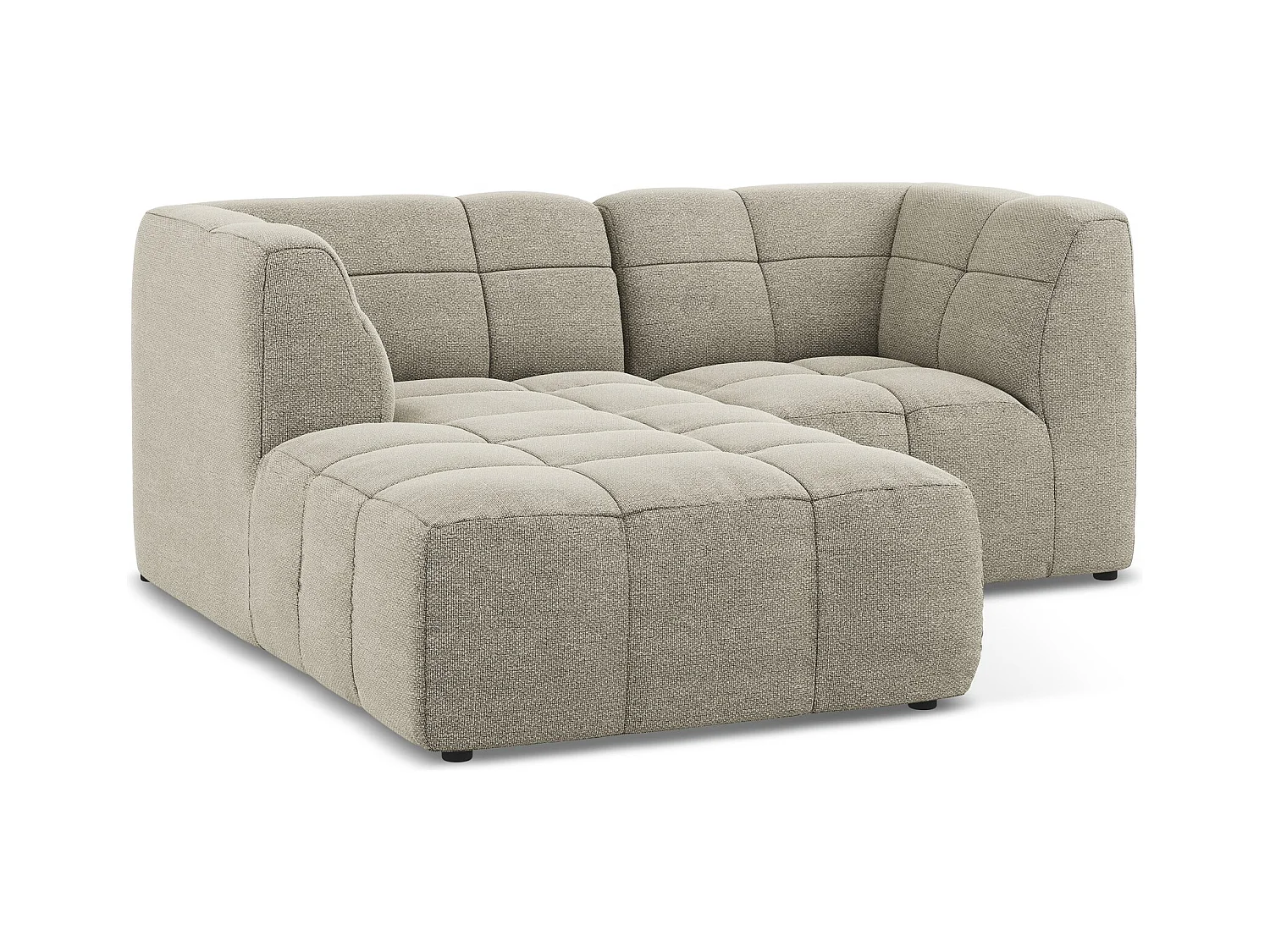 Sofá modular 2,5 plazas izquierdo de tela bouclé gris pardo - ALOHA