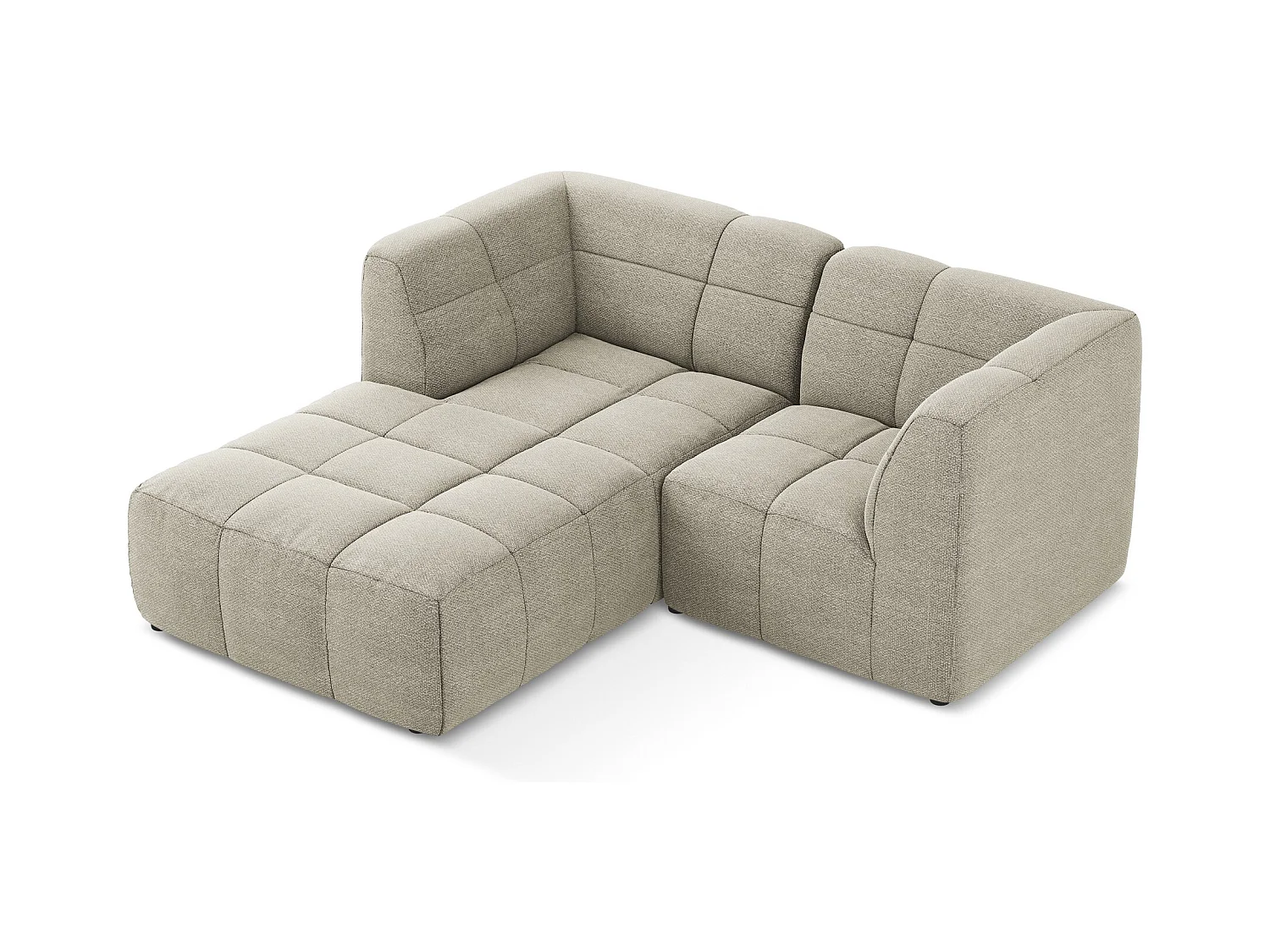 Sofá modular 2,5 plazas izquierdo de tela bouclé gris pardo - ALOHA