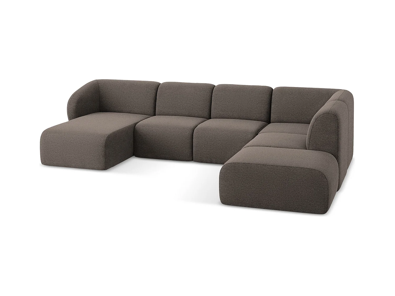 Große Wohnlandschaft Rechts - - Bouclé - Schokolade - LANI