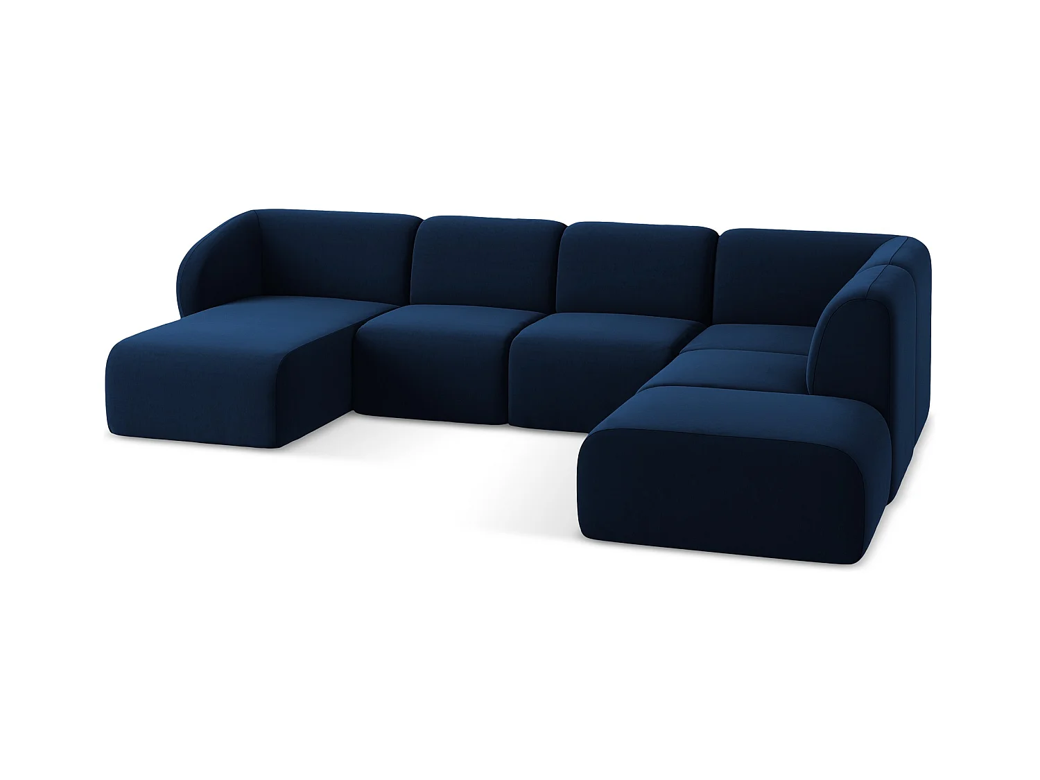 Große Wohnlandschaft Rechts - - Samt - Königsblau - LANI