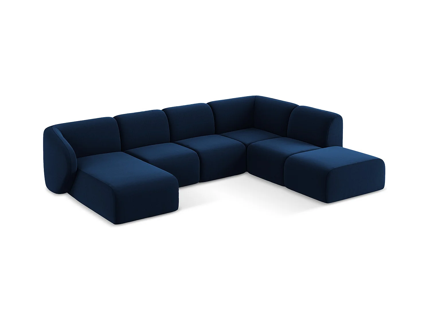 Große Wohnlandschaft Rechts - - Samt - Königsblau - LANI