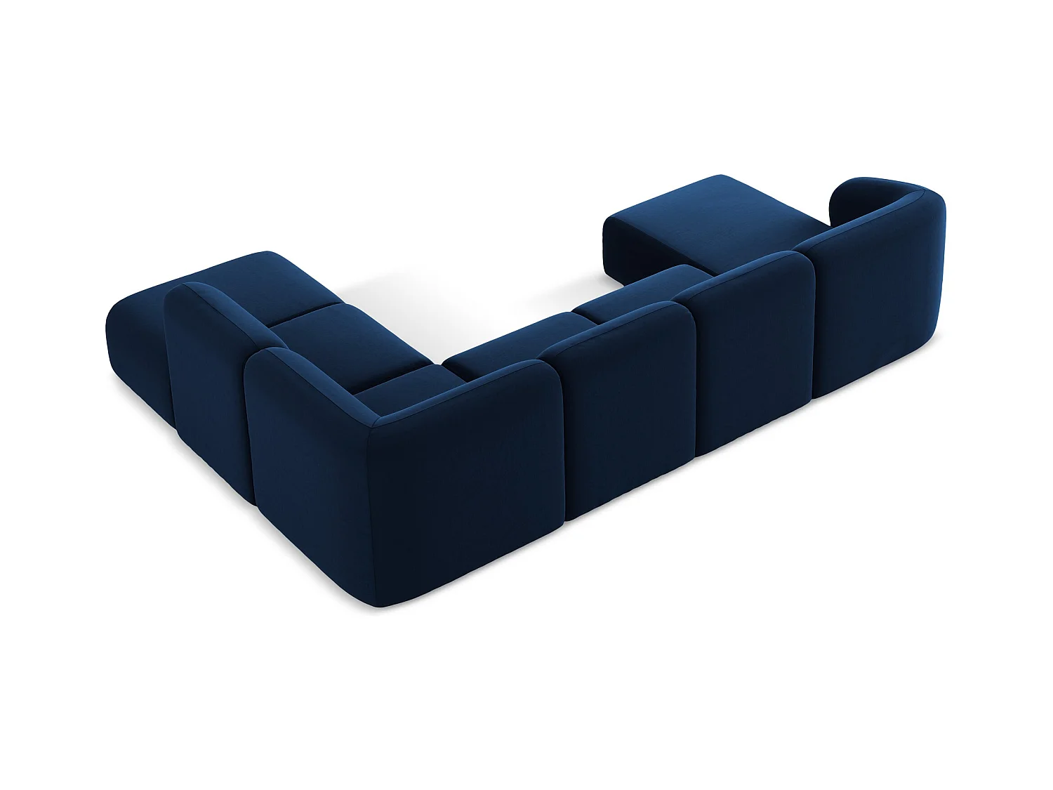 Große Wohnlandschaft Rechts - - Samt - Königsblau - LANI