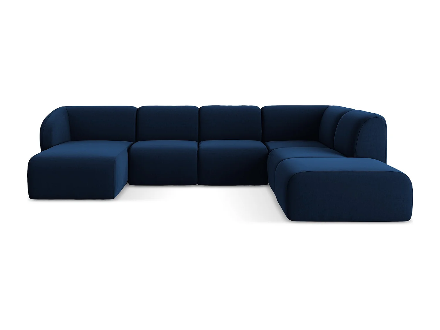 Canapé panoramique 5 places droit en velours - bleu royal - LANI