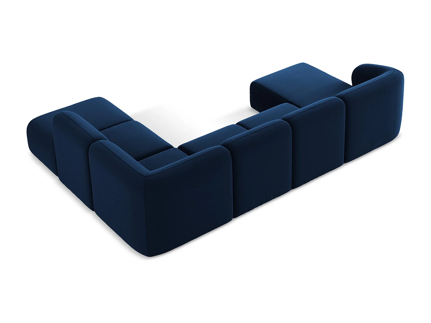 Canapé panoramique 5 places droit en velours - bleu royal - LANI